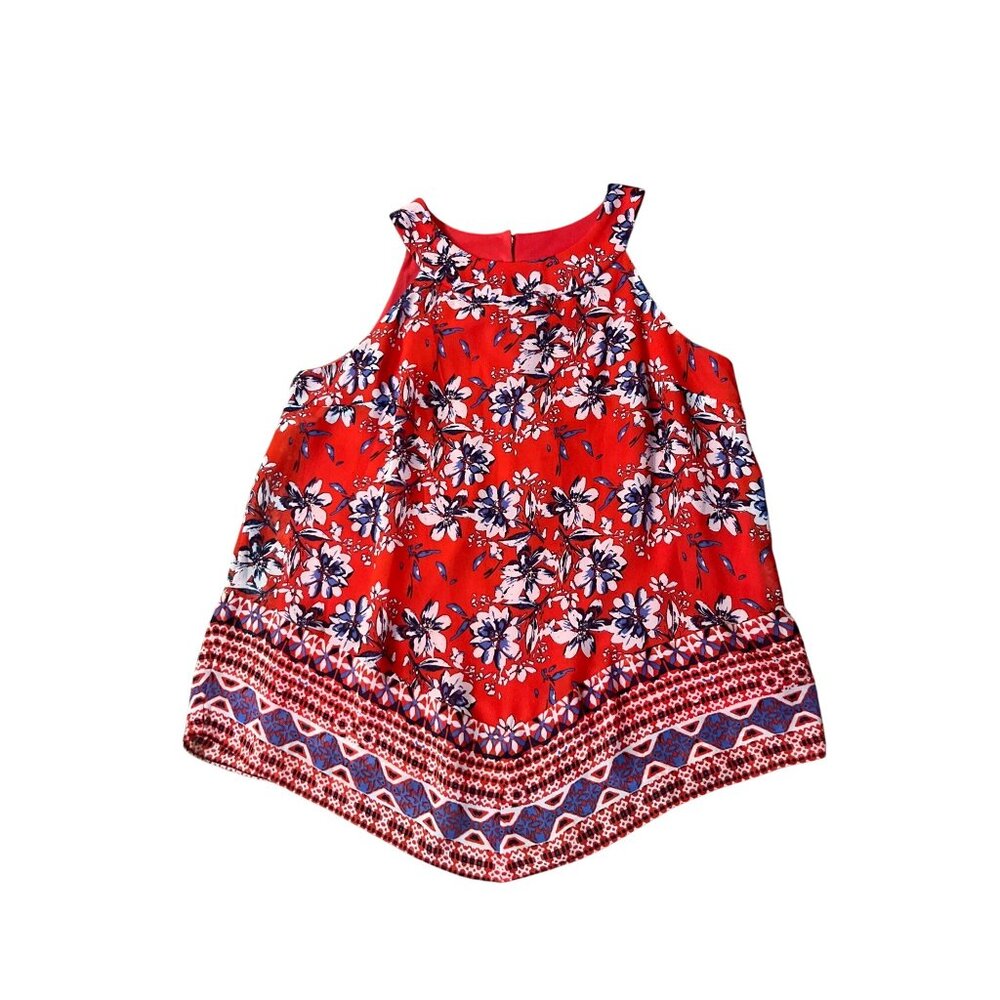 Alyx Floral Sleeveless Blouse Womens L Red Blue Lined Shell Used - Picture 3 of 13